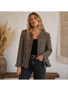 Kobi Halperin Brown Black Tweed Blazer XL